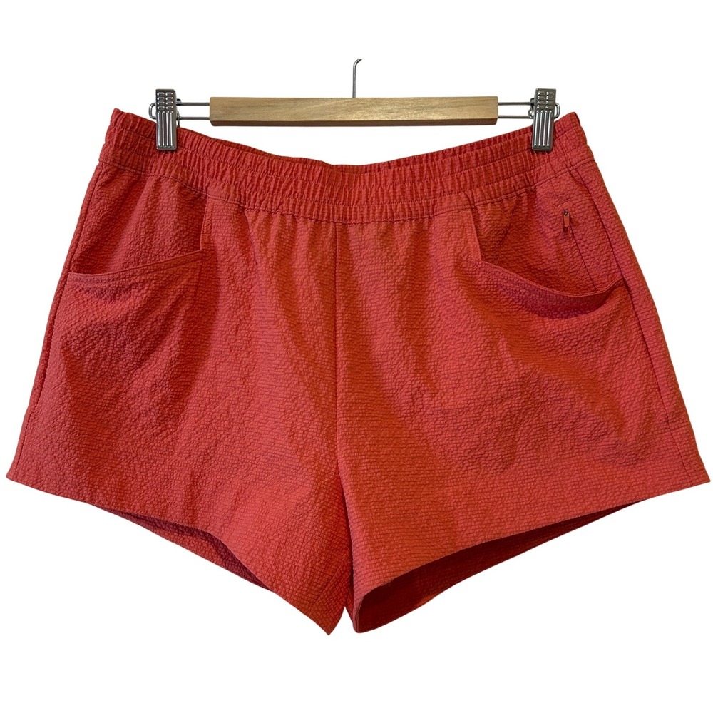 Prana Shorts Size M Coral Pink Seersucker Recycled Material Hiking Casual Travel